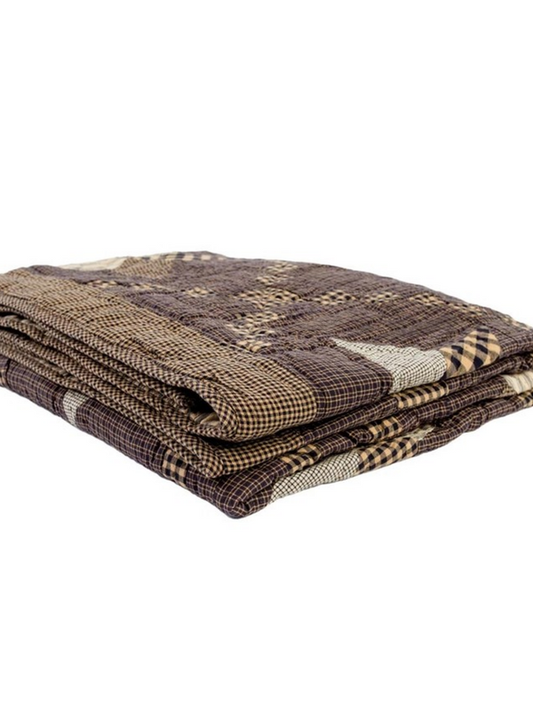 Black Tan Star Quilted Throw 50x60 Farmhouse Star