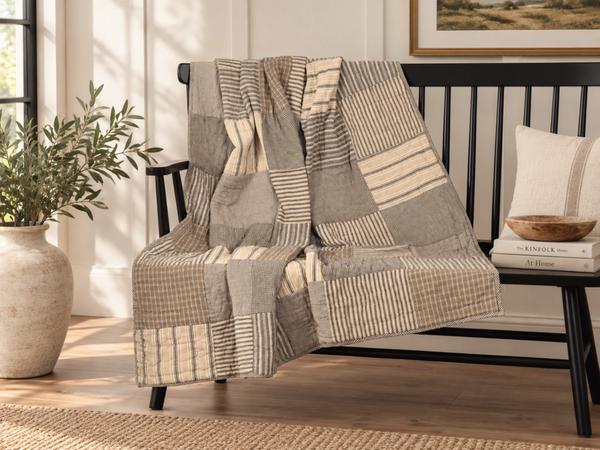 Charcoal Block Quilted Throw 50x60