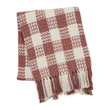 Dusty Rose Heritage Check Throw Blanket with Fringe 50x60