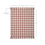 Dusty Rose Heritage Check Throw Blanket with Fringe 50x60