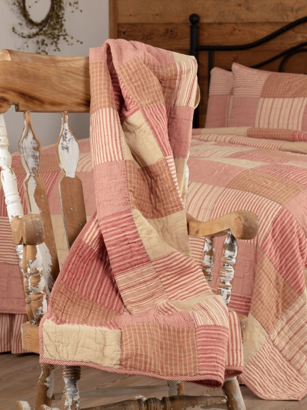 Red Patchwork Quilted Throw 50x60