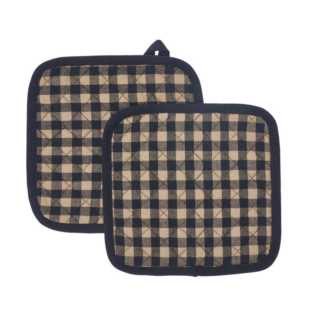 Black Check Pot Holder 8x8