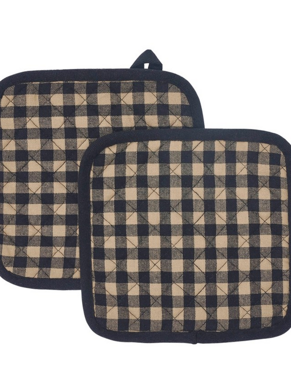 Black Check Pot Holder 8x8