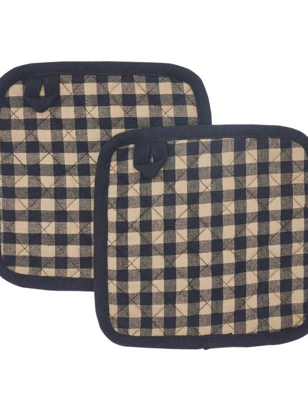 Black Check Pot Holder 8x8