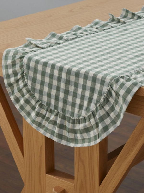 12x48 Green Gingham Table Runner