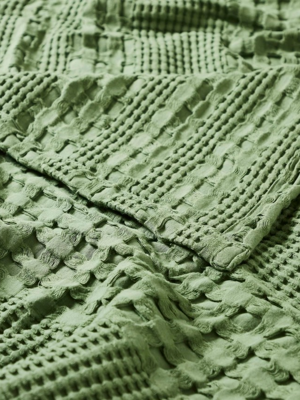 Waffle Weave Moss Green Cotton Throw Blanket 50x60