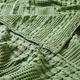 Waffle Weave Moss Green Cotton Throw Blanket 50x60