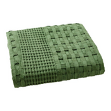 Waffle Weave Moss Green Cotton Throw Blanket 50x60