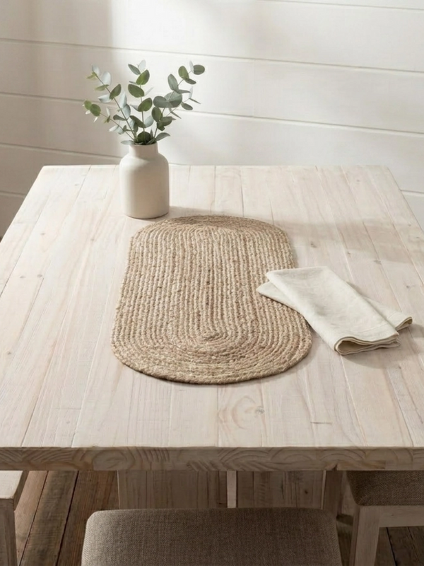 Natural Braided Oval Jute Runner 13x36