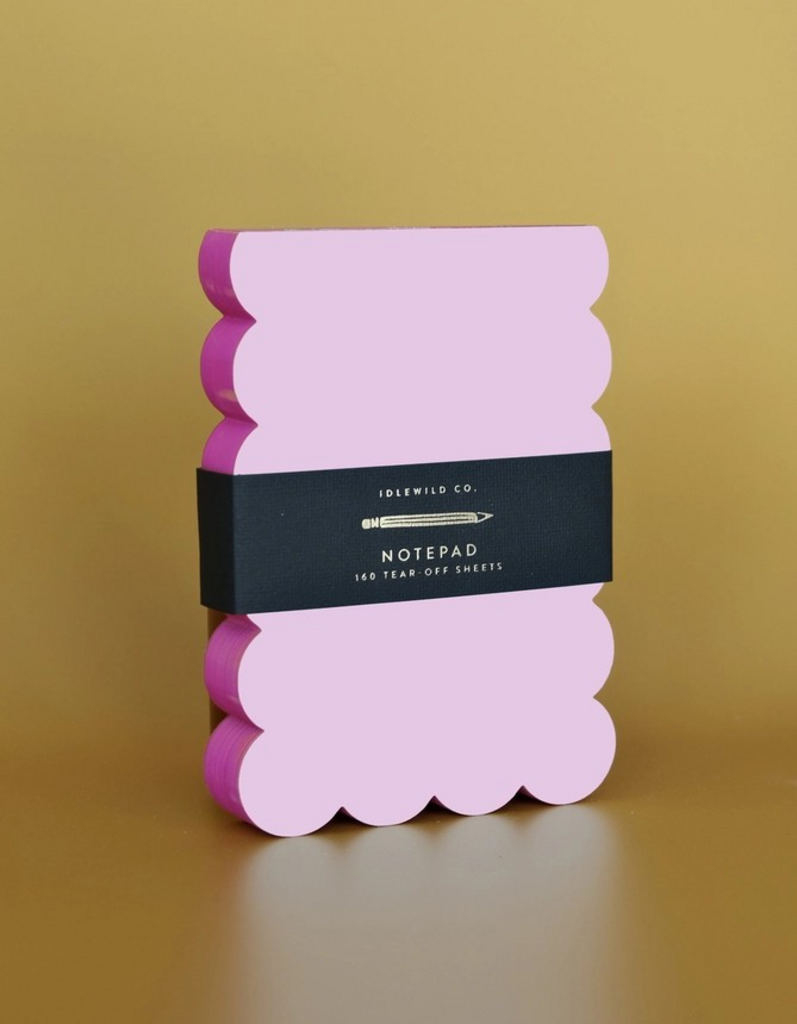 scalloped shaped notepad (lilac and hot pink edge)