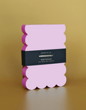 scalloped shaped notepad (lilac and hot pink edge)