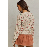ivory floral print crewneck sweater