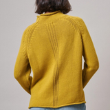 mustard mock neck cotton knit sweater