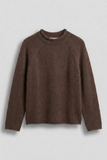 brown mock neck cotton knit sweater