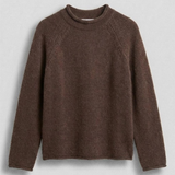 brown mock neck cotton knit sweater