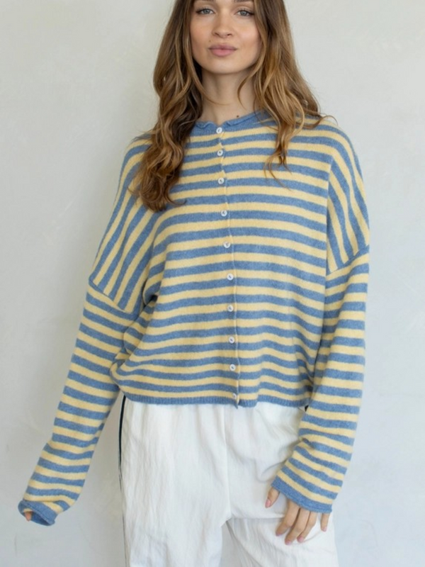 light blue & butter striped cardigan