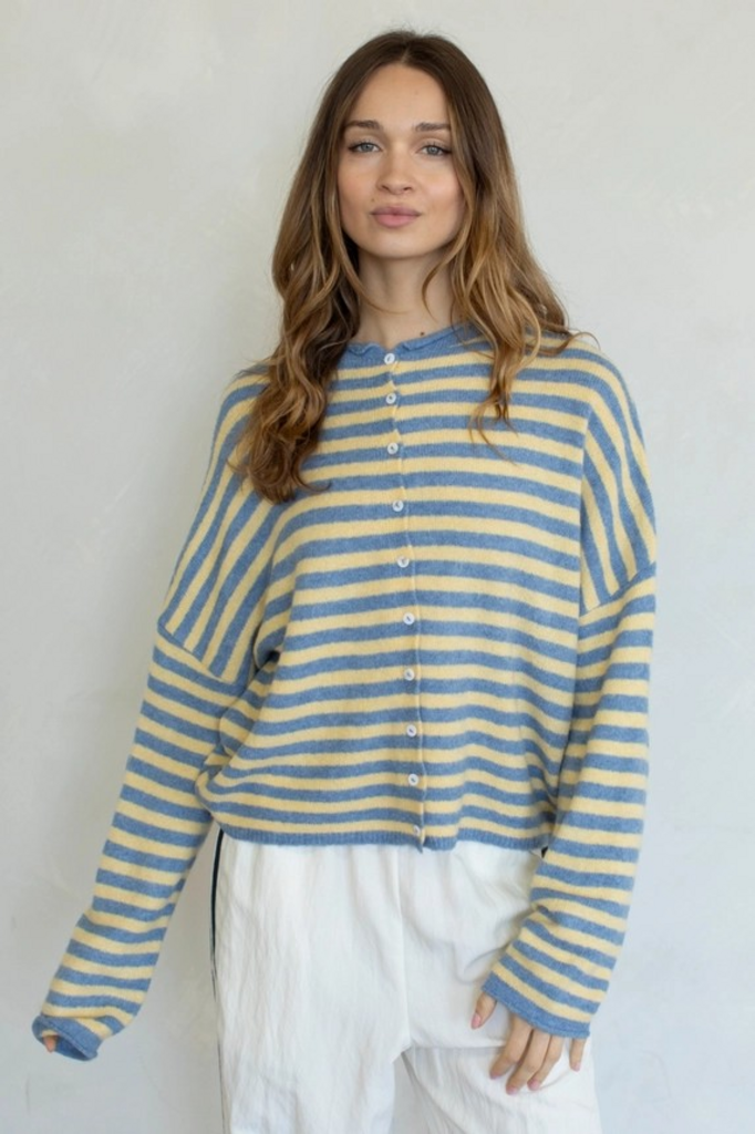 light blue & butter striped cardigan
