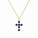 lapis blue natural stone cross pendant necklace