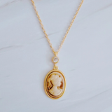 classic gold chain cameo necklace