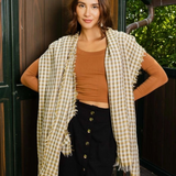 mustard buffalo check scarf