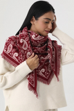 burgundy paisley print tassel triangle scarf warm shawl wrap