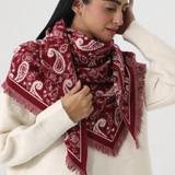 burgundy paisley print tassel triangle scarf warm shawl wrap