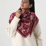 burgundy paisley print tassel triangle scarf warm shawl wrap