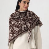 brown paisley print tassel triangle scarf warm shawl wrap