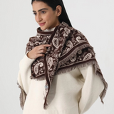 brown paisley print tassel triangle scarf warm shawl wrap
