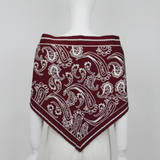 burgundy paisley knit triangle scarf multi wear head wrap