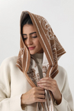 mocha paisley knit triangle scarf multi wear head wrap