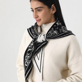 black paisley knit triangle scarf multi wear head wrap