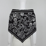 black paisley knit triangle scarf multi wear head wrap