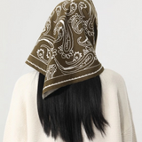 olive paisley knit triangle scarf multi wear head wrap