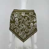 olive paisley knit triangle scarf multi wear head wrap