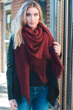 burgundy open weave square scarf