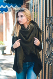olive open weave square scarf