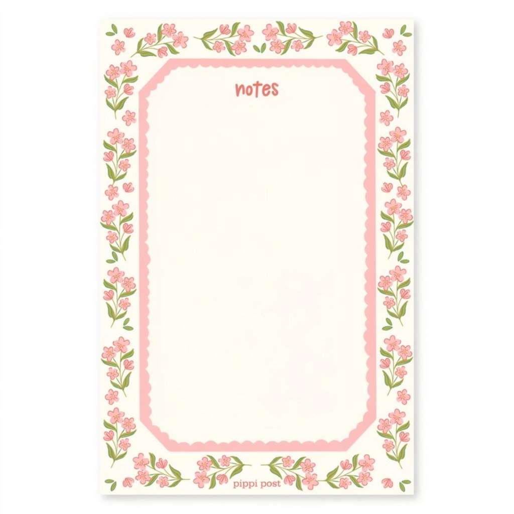 Notes Pink Floral 4x6 Notepad