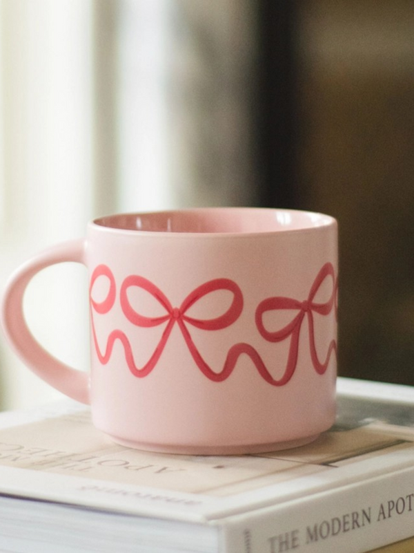 Red Coquette Bows Large Ceramic Coffee Mug
