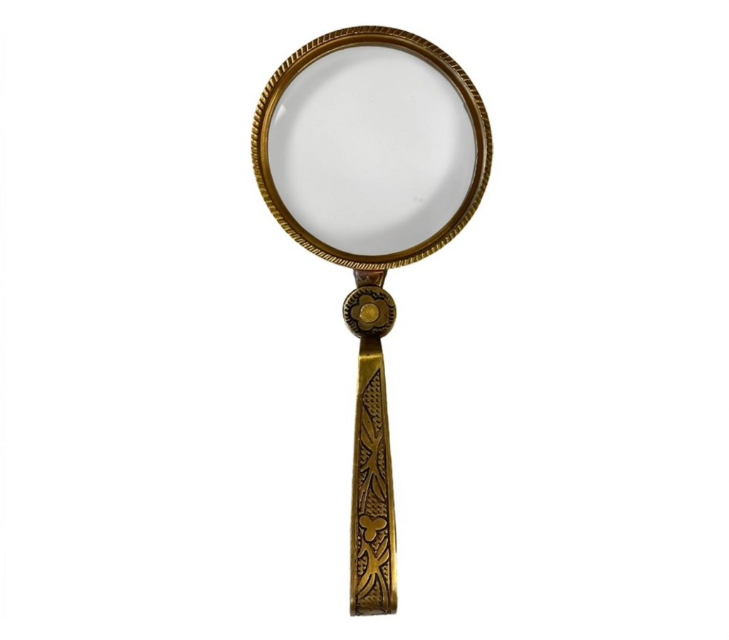 Antiqued Folding Brass Magnifying Glass | Tabletop