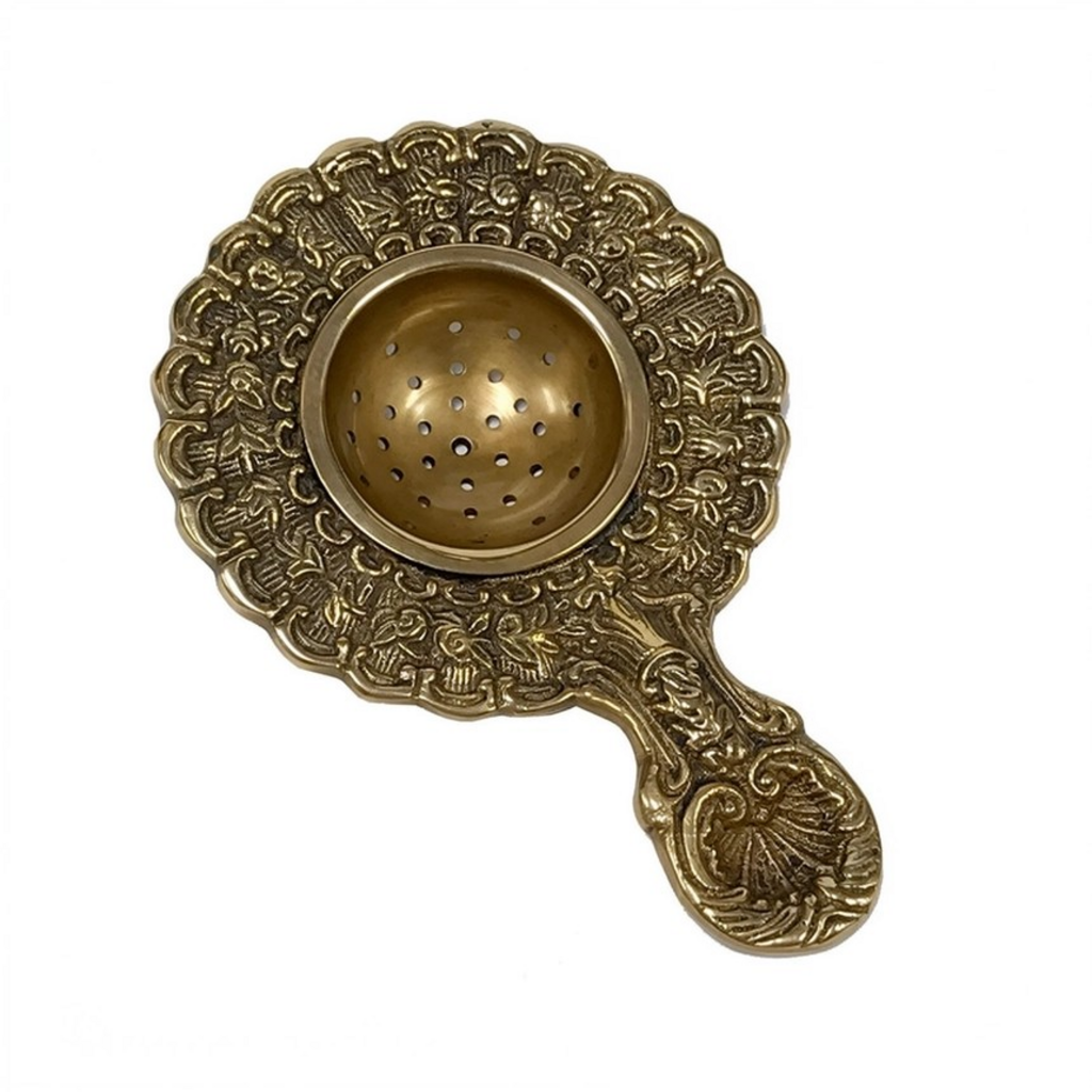 antiqued brass tea strainer