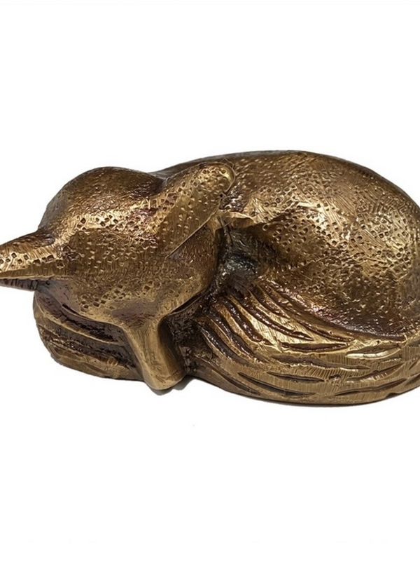 antiqued brass sleeping fox tabletop decor