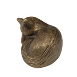 antiqued brass sleeping fox tabletop decor