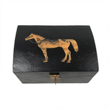 Standing Horse Antiqued Mango Wood Storage Box | Jewelry Box
