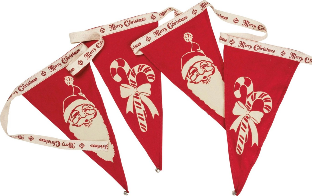 Santa and Candy Canes with Bell Pennant Banner