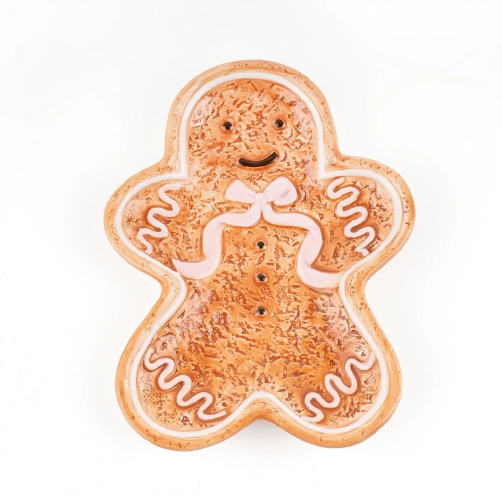 Gingerbread Man Ceramic Dessert Plate, 7 in