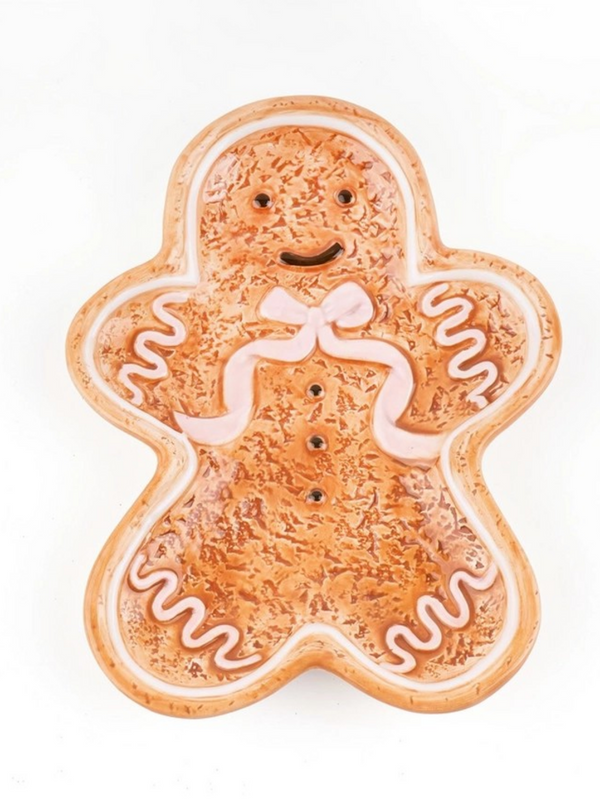 Gingerbread Man Ceramic Dessert Plate, 7 in