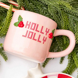 Holly Jolly Pink Lettered Coffee Mug, 8 oz
