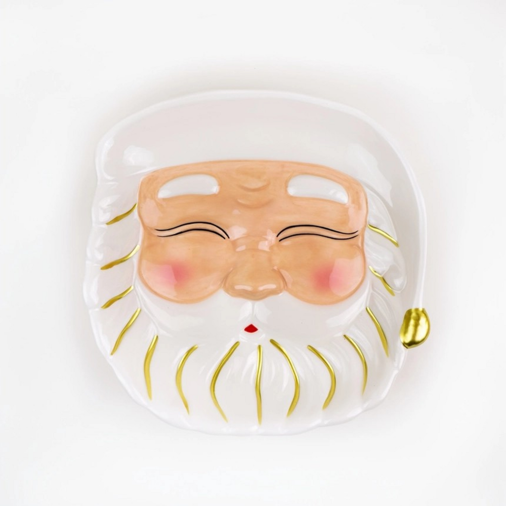 White Santa Ceramic Dessert Plate, 7-Inch