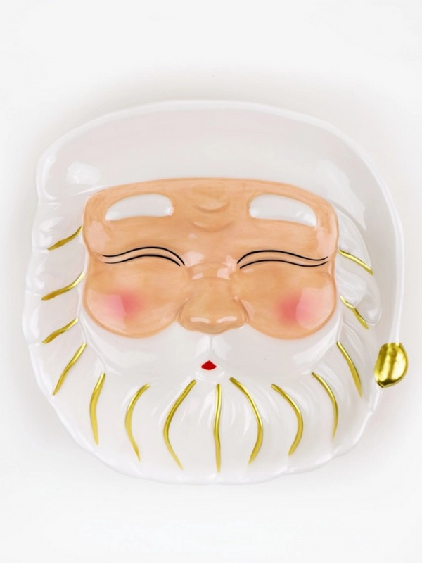 White Santa Ceramic Dessert Plate, 7-Inch